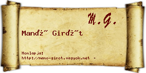 Manó Girót névjegykártya